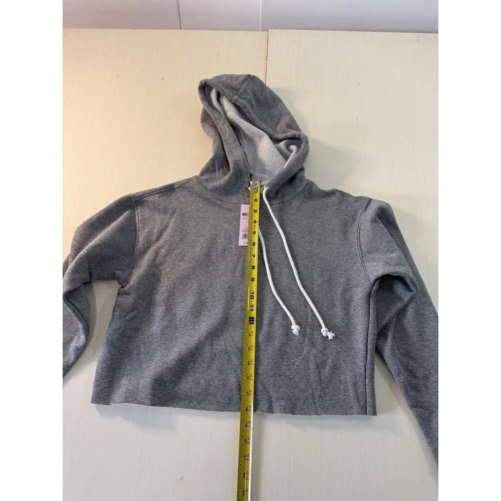Wild Fable Womens Heather Gray Cropped Hoodie Raw Hem Sweatshirt XS NEW - Picture 5 of 6